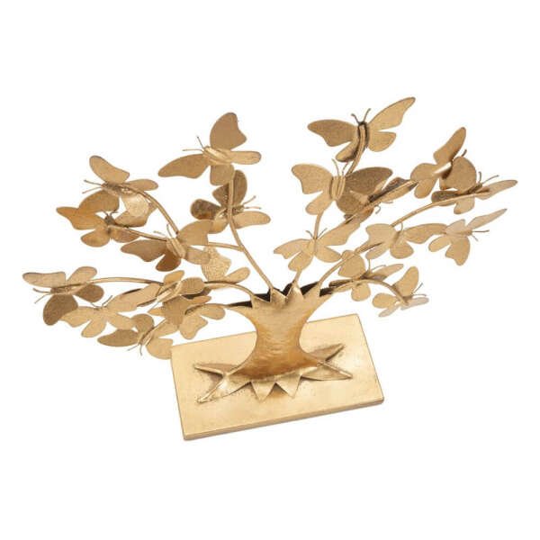Soprammobile moderno in metallo dorato con albero di farfalle – FARFLIA