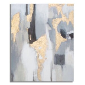 Dipinto su tela grey/gold cm 80X2,8X100 - GREY