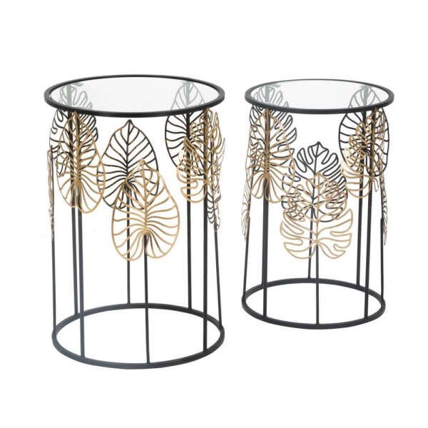 Tavolini Glam con Foglie Coppia cm diam 38X55 – 33X50 – FOGLIE GLAMOPPIA