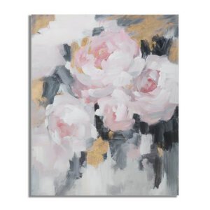 Dipinto su tela fiore crema cm 80X3,7X100 - PINK FLOWY