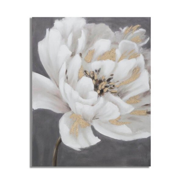 Dipinto su tela albero semplice cm 80X3,8X120 - WHITE/GOLD FLOWER
