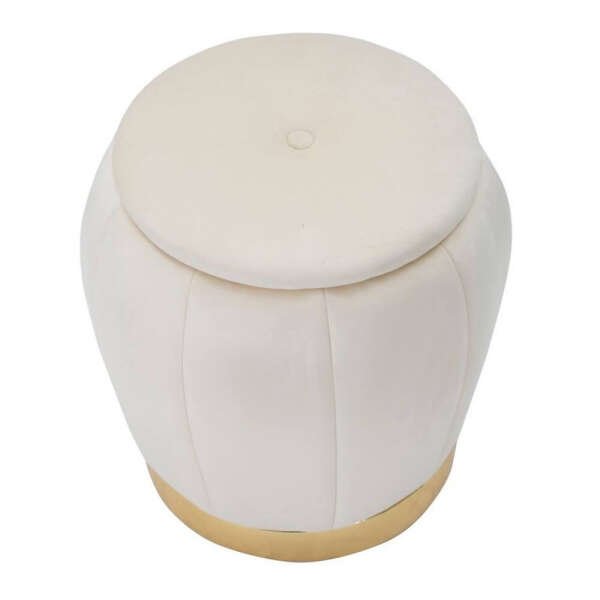 Puff Contenitore Crema Dorato cm diam 43X43 – PARIS