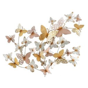 Decorazione Parete Muro Farfalle Orocm 59,5X4X111,5 - BUTTERFLIES ORO/ROSA
