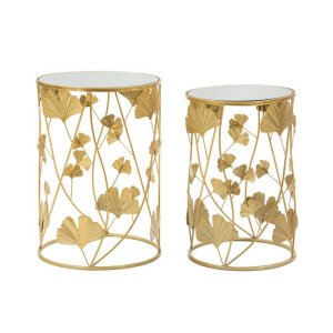Tavolini Motivo Foglia Coppia cm diam 38X55 - 33X50 - LEAVYOPPIA