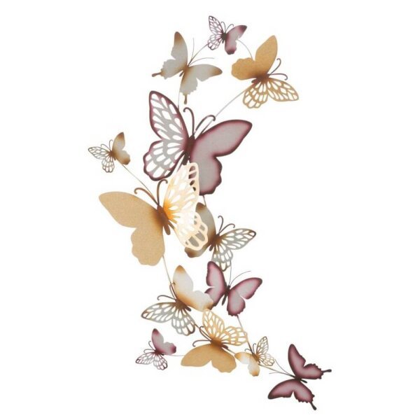 Decorazione Parete Muro Farfalle Orocm 59,5X4X111,5 – BUTTERFLIES ORO/BORDEAUX