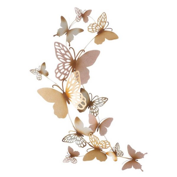 Farfalla da Muro cm 43X2X35 - BUTTERFLIES ORO/ROSA
