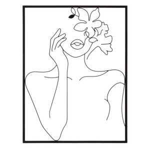 Decorazione Parete Ferro Donna con Fiori cm 60X80 - WOMAN WITH FLOWERS