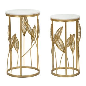 Tavolini Foglia Coppia cm diam 35X65,5 - 30X60,5 - LEAFOPPIA