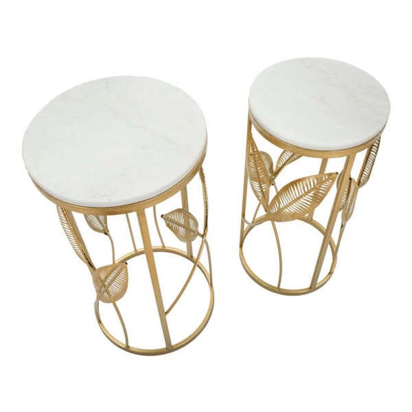 Tavolini Foglia Coppia cm diam 35X65,5 – 30X60,5 – LEAFOPPIA