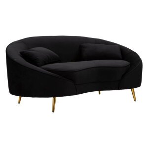 Divanetto 2 Posti con Cuscini Nero cm 148X84X68 - OSLO