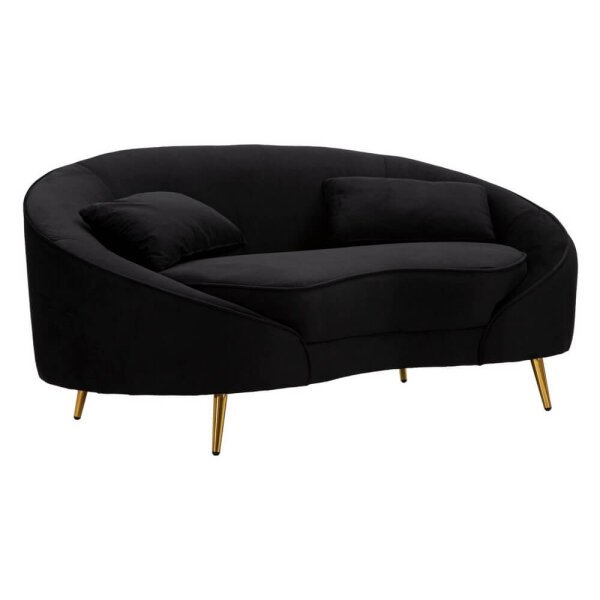 Divanetto 2 Posti con Cuscini Nero cm 148X84X68 - OSLO