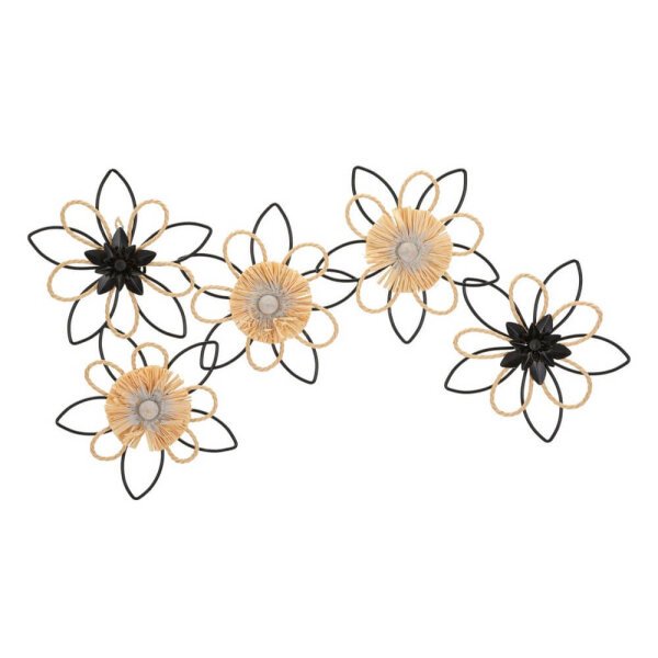 Decorazione Parete Ferro e Raffia Flusso cm 60X4X35 - FLOW