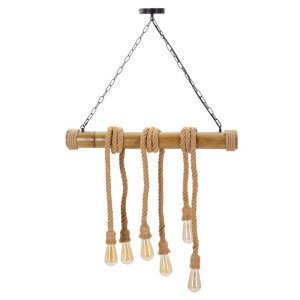 Lampadario Bamboo e Corda cm 80X15X120 - BAMBOO/ROPE