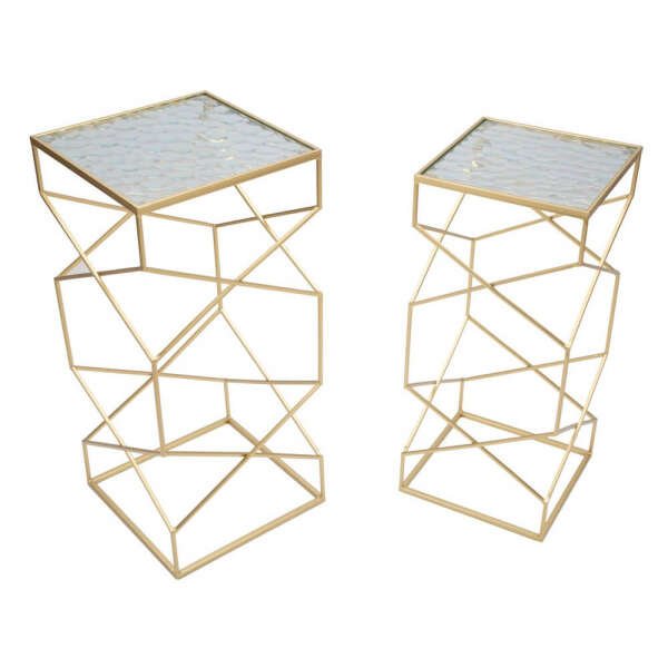Tavolini Vetro Coppia cm 31,5X31,5X68 – 28X28X64 – GLASSYOPPIA