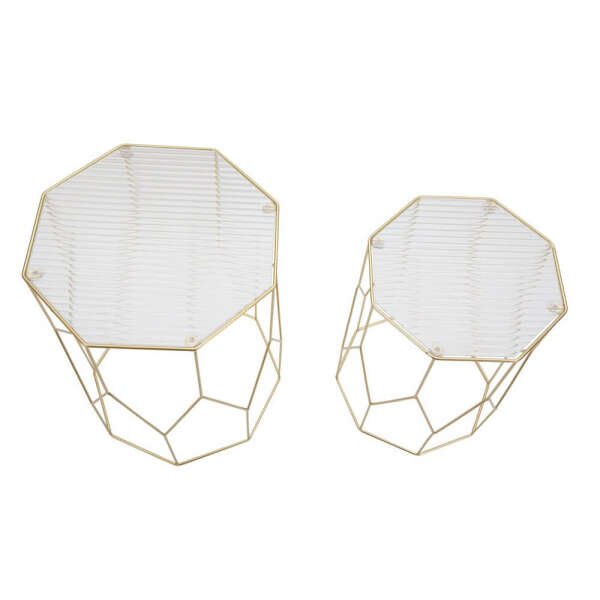 Tavolini Nuovo Vetro Coppia cm diam 37X47 – 31X42 – NEW GLASSOPPIA