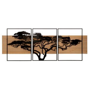 Decorazione Parete Set 3 Pezzi Ferro e Legno cm 204X2X80 - LAGOS