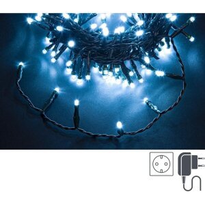 Luci Natale 100 LED Bianco, Filo Verde 5mm, IP44 (12 Pezzi)