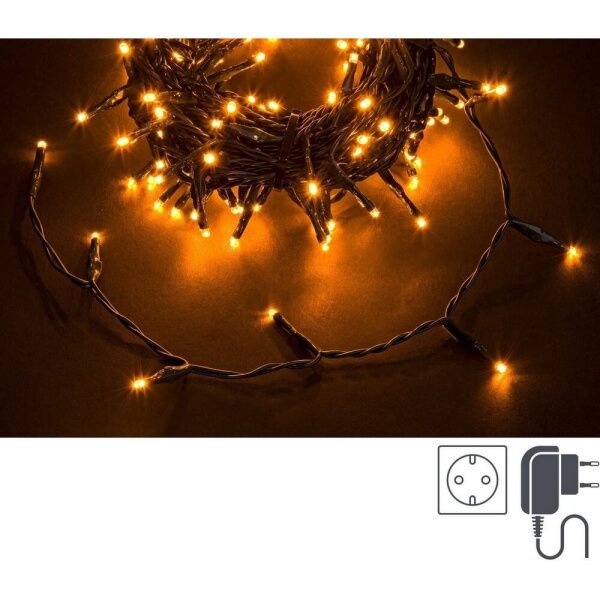 Luci Natale 180 LED Colore Caldo, Filo Verde 3mm, IP44 (12 Pezzi)