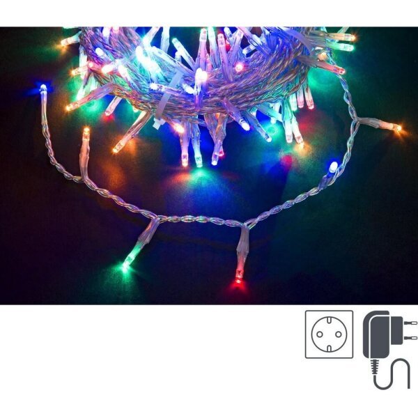 Luci Natale 180 LED Multicolore, Filo Trasparente 3mm, IP44 (12 Pezzi)