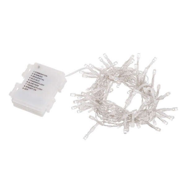 Striscia Luminosa Bianca con 48 Lampade 5mm Filo Trasparente Bluetooth IP44 (24 Pezzi)