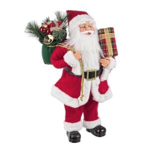 Babbo Natale Edward in piedi rosso con sci
