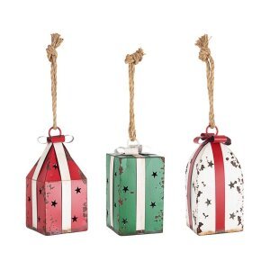 Pendaglio Pacco Regalo Metallico, Set di 3 (6 Pezzi)