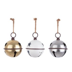 Pendaglio Stella di Natale Metallo Grande Bell, Set di 3 (3 Pezzi)