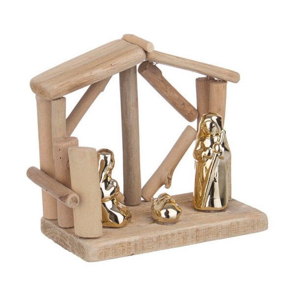 Natività 3 figure Divina oro con casa small