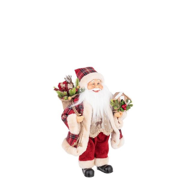 Babbo Natale Alwin in Posizione Verticale con Motivo Scozzese Medio (4 Pezzi)