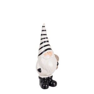 Babbo Balmy in piedi bianco-nero con sacco