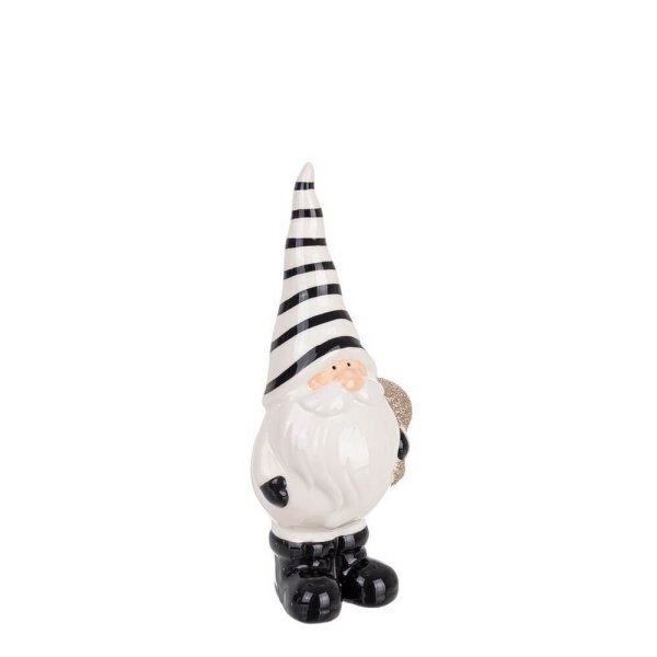 Babbo Balmy in piedi bianco-nero con sacco