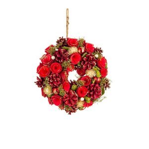 Corona Natale Becky Rossa Diametro 25cm (6 Pezzi)