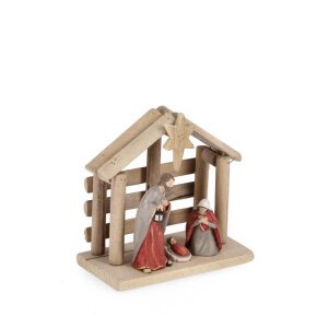 Natività Mirabelle Rosa con Capanna H14cm (4 Pezzi)