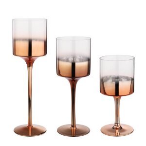 Set di 3 portacandele 1 pezzo Amanda calice oro rosa
