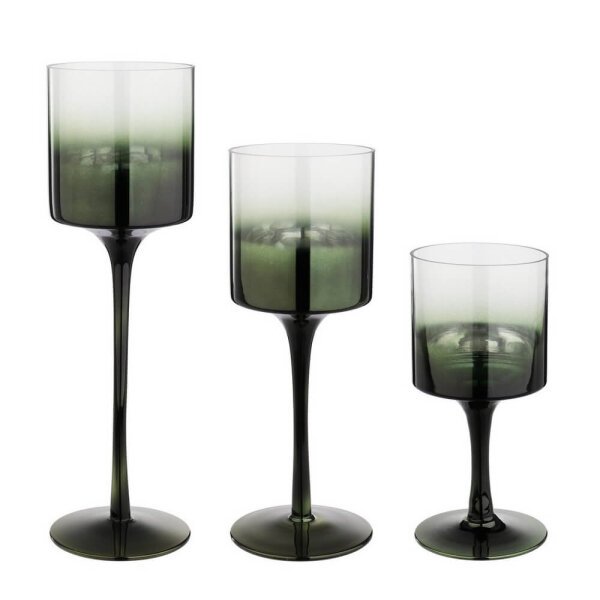 Set di 3 portacandele 1 pezzo Amanda calice verde scuro