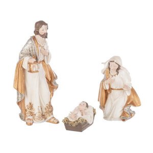 Natività 3 figure Ellyn bianco-oro H42