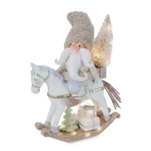Cavallino a dondolo Desley con Babbo Natale e LED