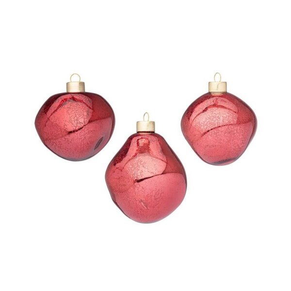 Confezione da 3 pendagli vetro Organic rosso D80 assortiti
