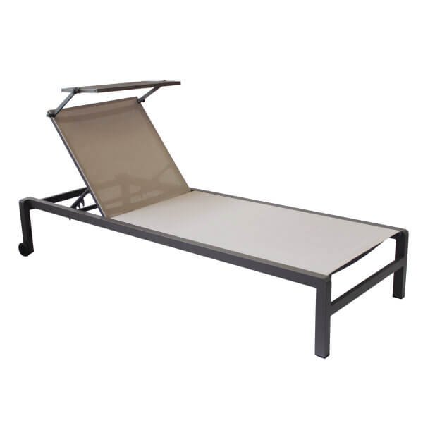 Lettino prendisole da giardino con tettuccio - MALO - Taupe