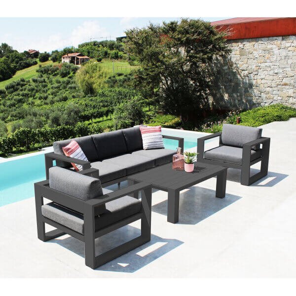 Salotto da giardino in alluminio 5 posti – VILLAIN