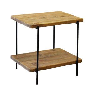 Tavolino in pino riciclato con doppio ripiano cm 50x40 - PINE