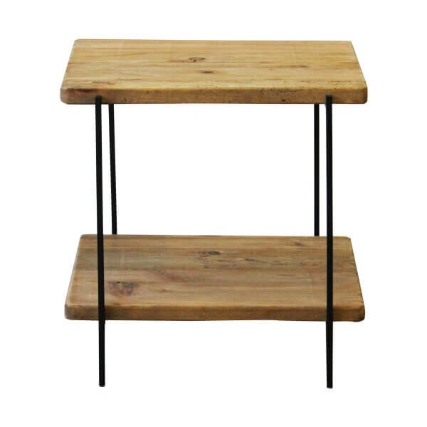 Tavolino in pino riciclato con doppio ripiano cm 50×40 – PINE