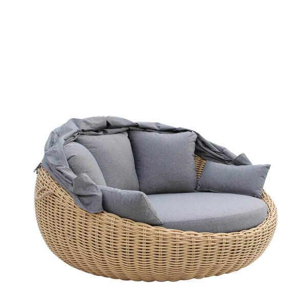 Divano Letto da giardino rotondo polyrattan marrone – CLARISSA
