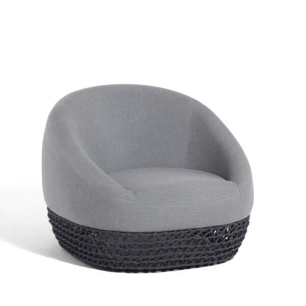 Poltrona da Giardino girevole in alluminio e corda - LOTUS - Grigio