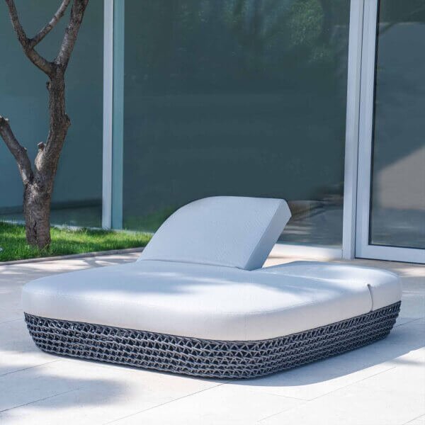 Alternative view of Lettino doppio da Giardino in alluminio e corda - LOTUS