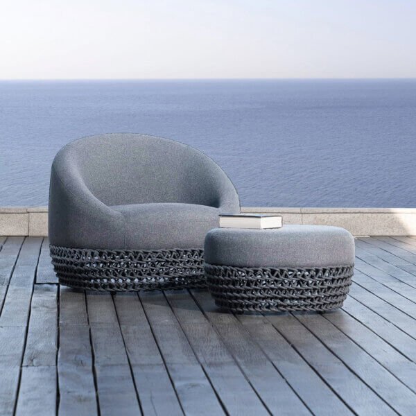 Alternative view of Pouf da Giardino in alluminio e corda - LOTUS