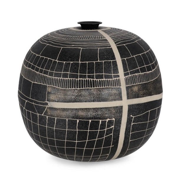 Bottiglia Decorativa Tonda Nero Moderna da Interno 39 cm - SORAYA - Nero