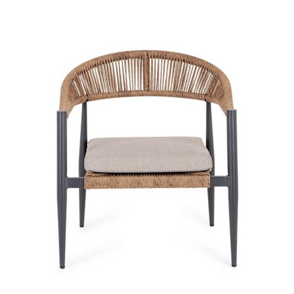 Sedia da giardino in alluminio con braccioli e cuscino – ELARIA