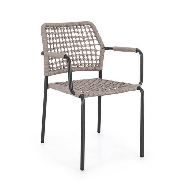 Sedia con braccioli colore antracite e khaki - LIOREN