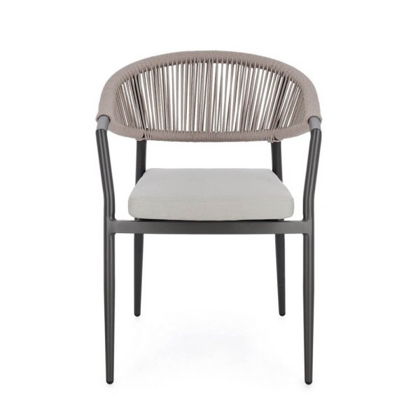 Sedia con braccioli e cuscino colore antracite e khaki – KAELIS